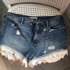 Free People Lace Jean Shorts